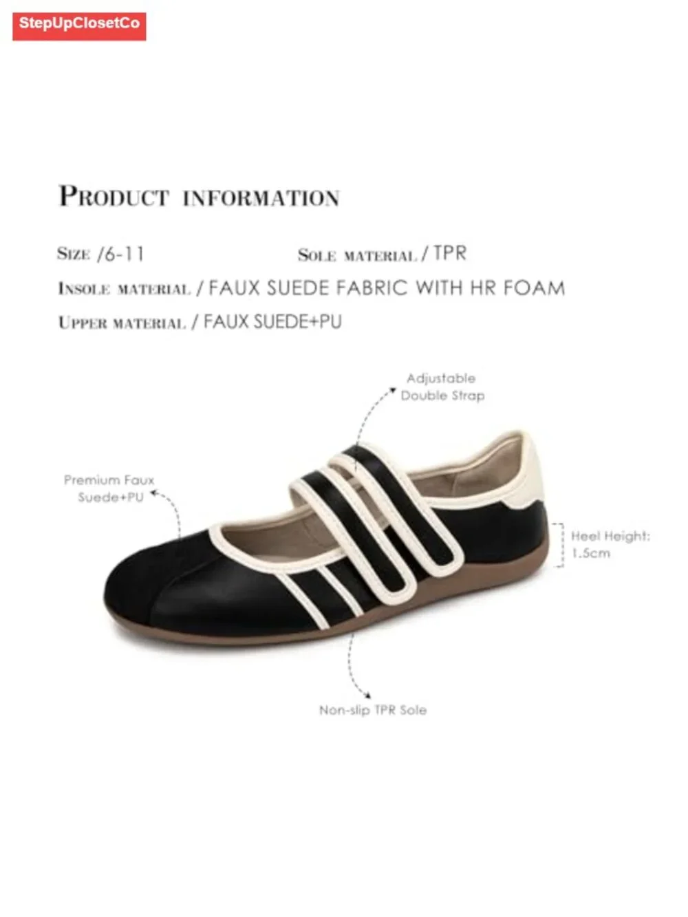 Mary Jane Sneakers for Women - Fashion Ballet Flat Tennis Shoes